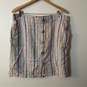 Prosecco Linen blend Striped Button-Front Skirt size 16